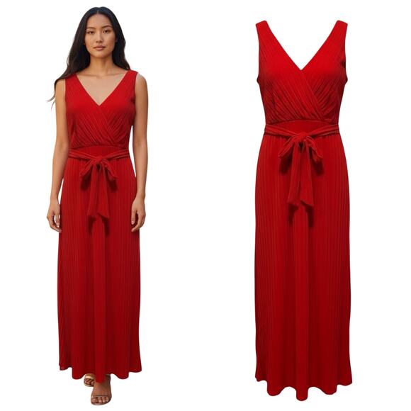 Chico's Maxi Dress Crinkle V-Neck Belted Black Label - Picture 2 of 10